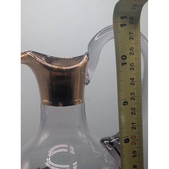 Vintage MCM Rose Etched Glass Decanter w/ 6 glasses - all with Gold Trim - Picture 9 of 10